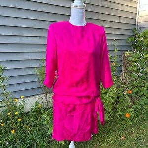 Silk Studio for Petites 100%silk size 4 Vintage Barbie Hot Neon Pink Small S